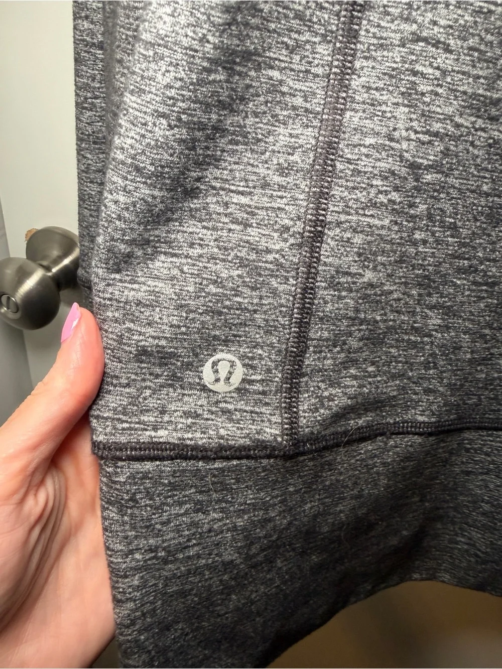 Lululemon Heather Gray Zip Hoodie with Purple Accents